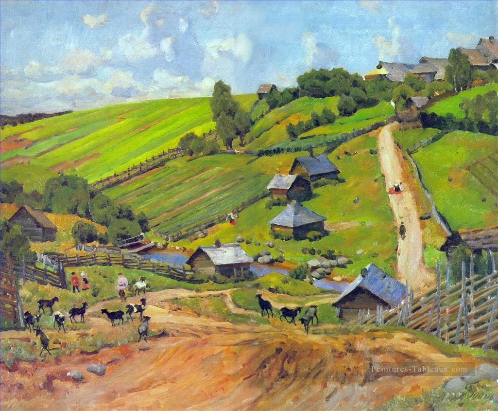 village du gouvernorat de novgorod 1912 Konstantin Yuon plan scènes paysage paysage Peintures à l'huile